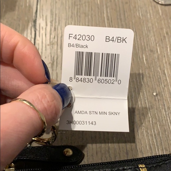 NWT COACH Satin Mini Skinny, Black - Picture 2 of 6